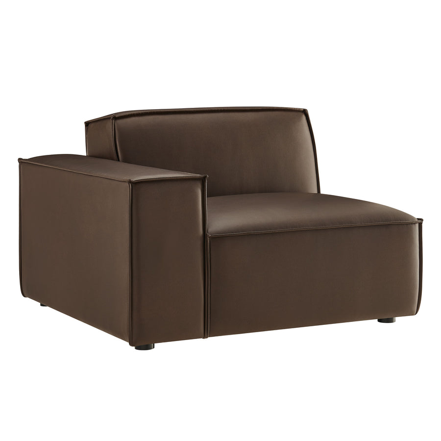 Atlas Vegan Leather Left-Facing Modular Lounge Chair in Espresso