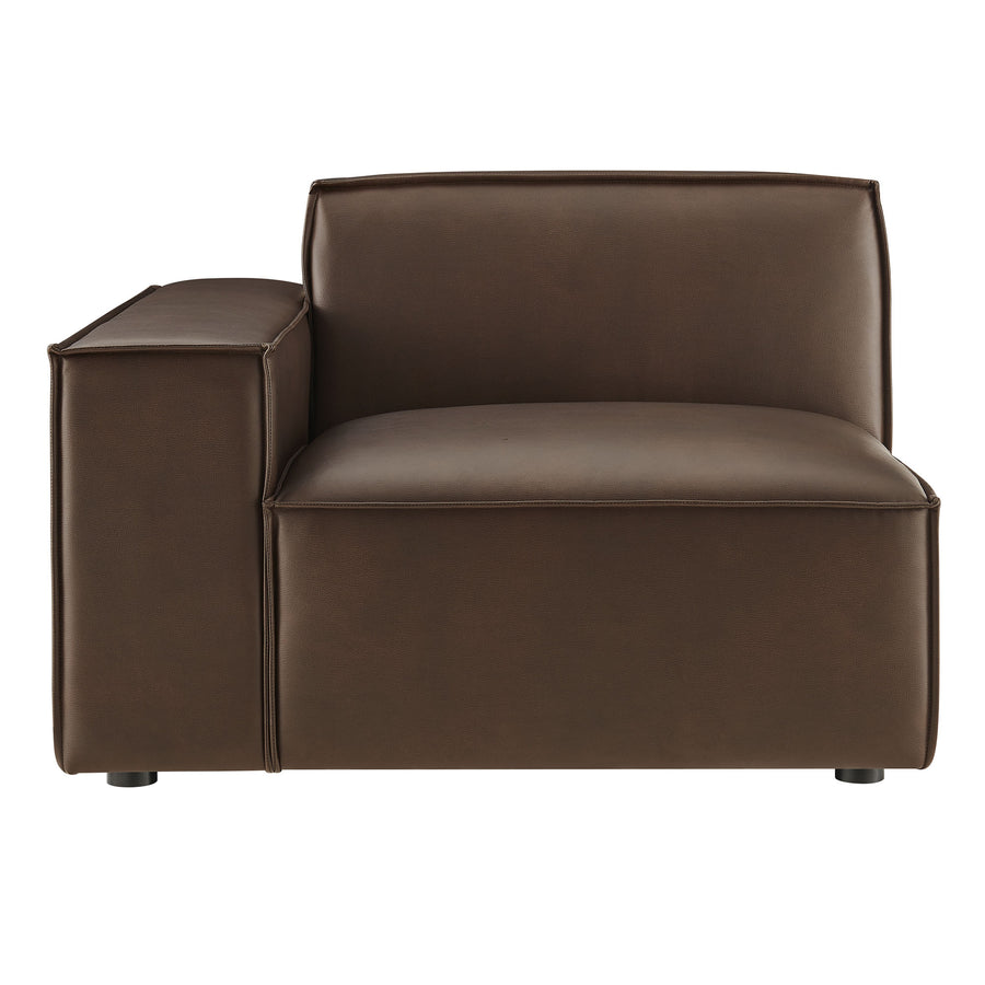 Atlas Vegan Leather Left-Facing Modular Lounge Chair in Espresso