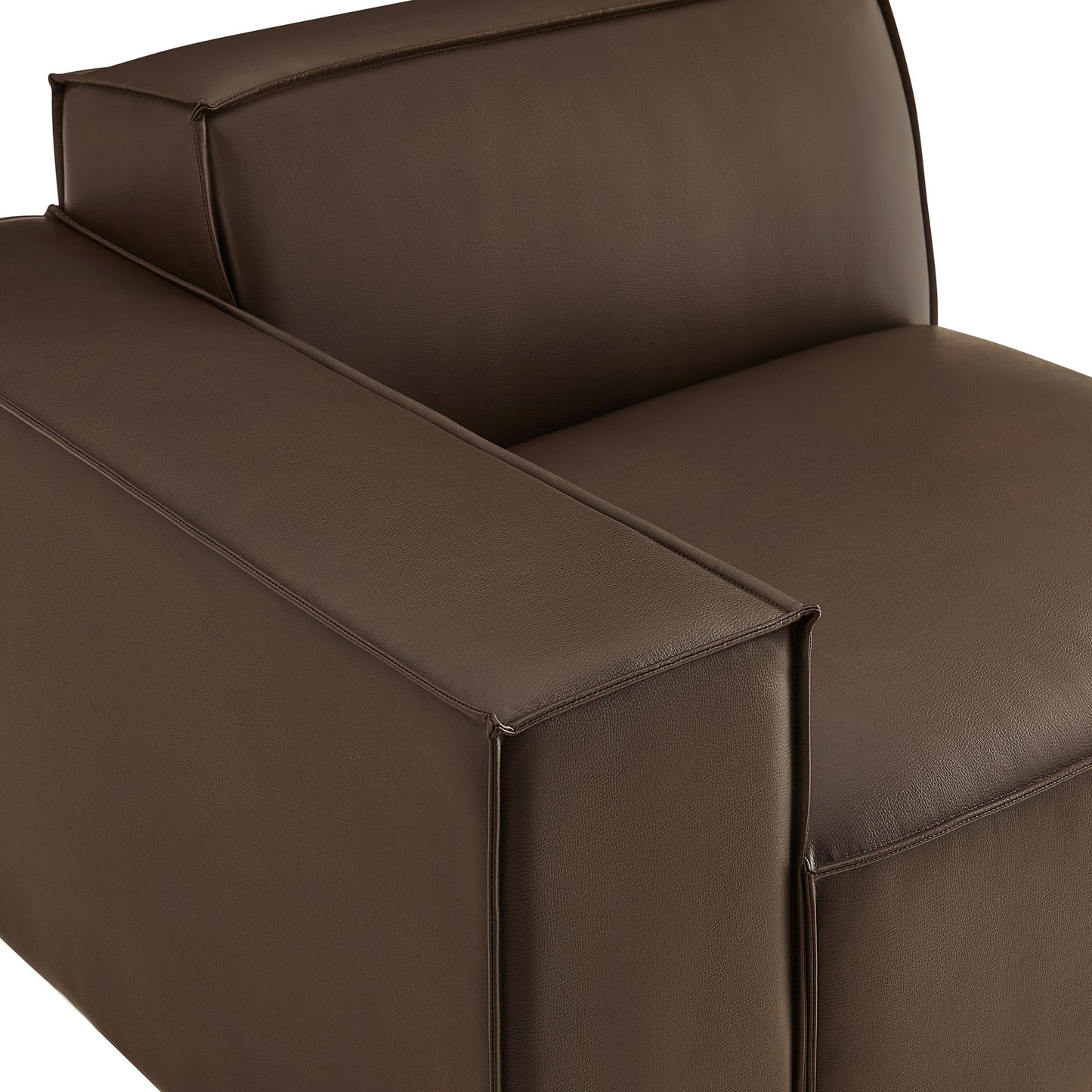 Atlas Vegan Leather Left-Facing Modular Lounge Chair in Espresso