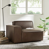 Atlas Vegan Leather Left-Facing Modular Lounge Chair in Espresso
