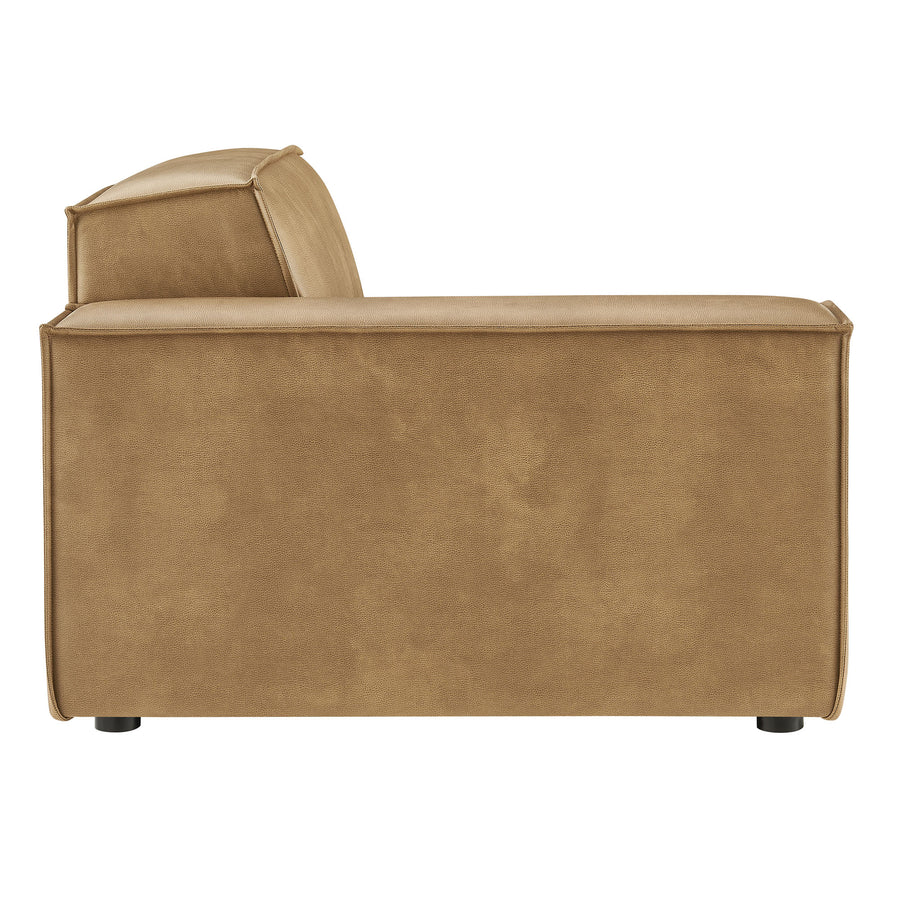 Atlas Vegan Leather Left-Facing Modular Lounge Chair in Toast