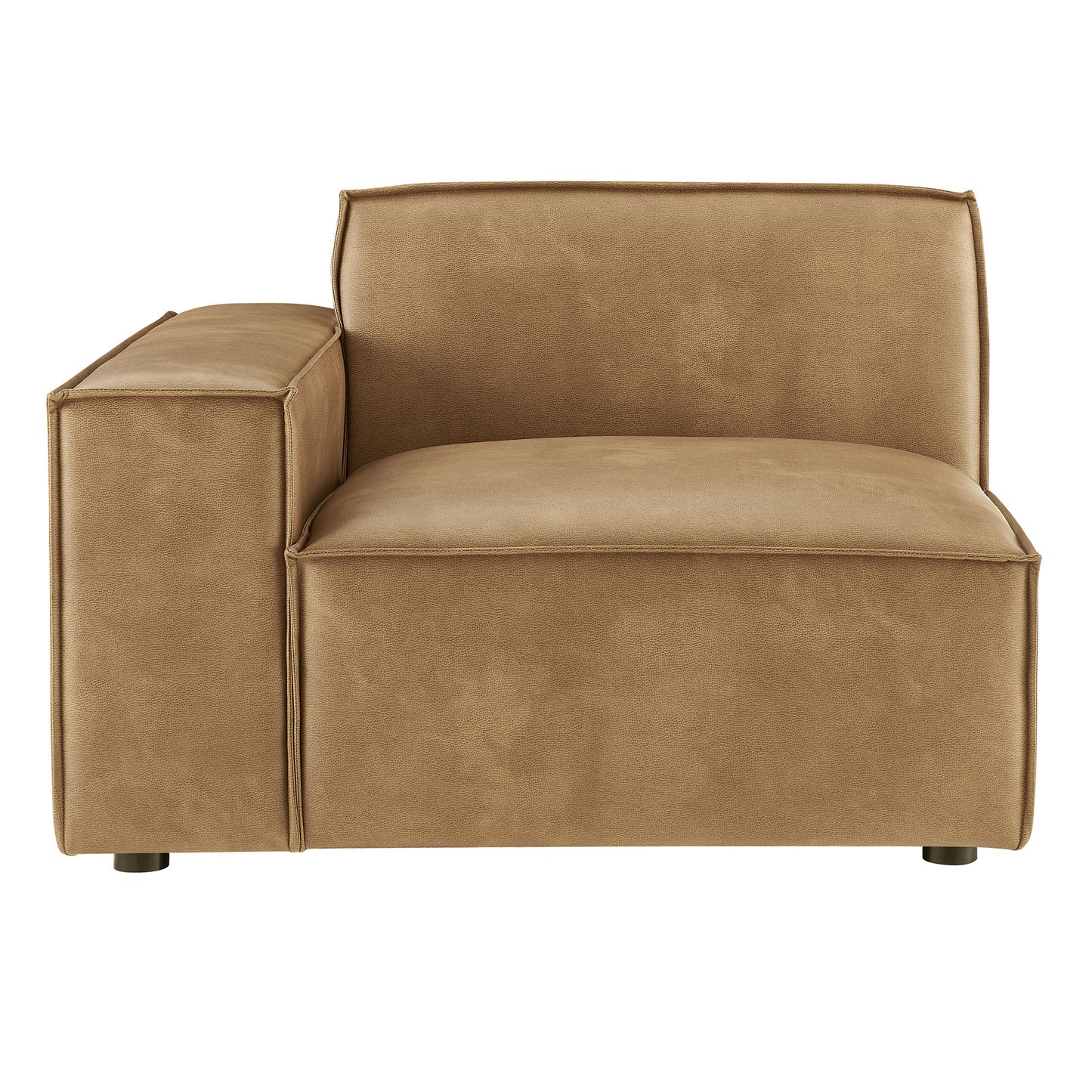 Atlas Vegan Leather Left-Facing Modular Lounge Chair in Toast