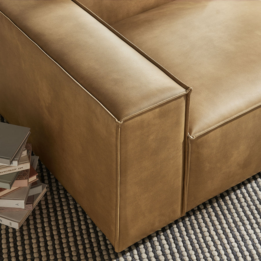 Atlas Vegan Leather Left-Facing Modular Lounge Chair in Toast