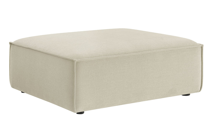 Atlas Performance Fabric Upholstered Modular Ottoman in Ecru