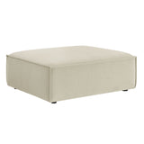 Atlas Performance Fabric Upholstered Modular Ottoman in Ecru