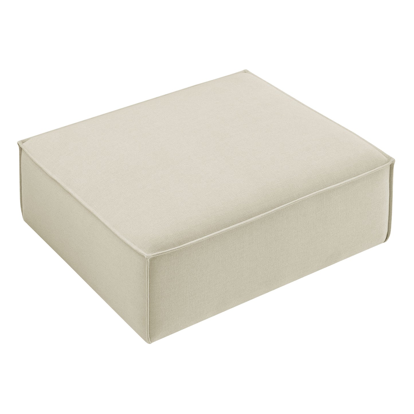 Atlas Performance Fabric Upholstered Modular Ottoman in Ecru