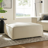 Atlas Performance Fabric Upholstered Modular Ottoman in Ecru