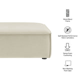 Atlas Performance Fabric Upholstered Modular Ottoman in Ecru