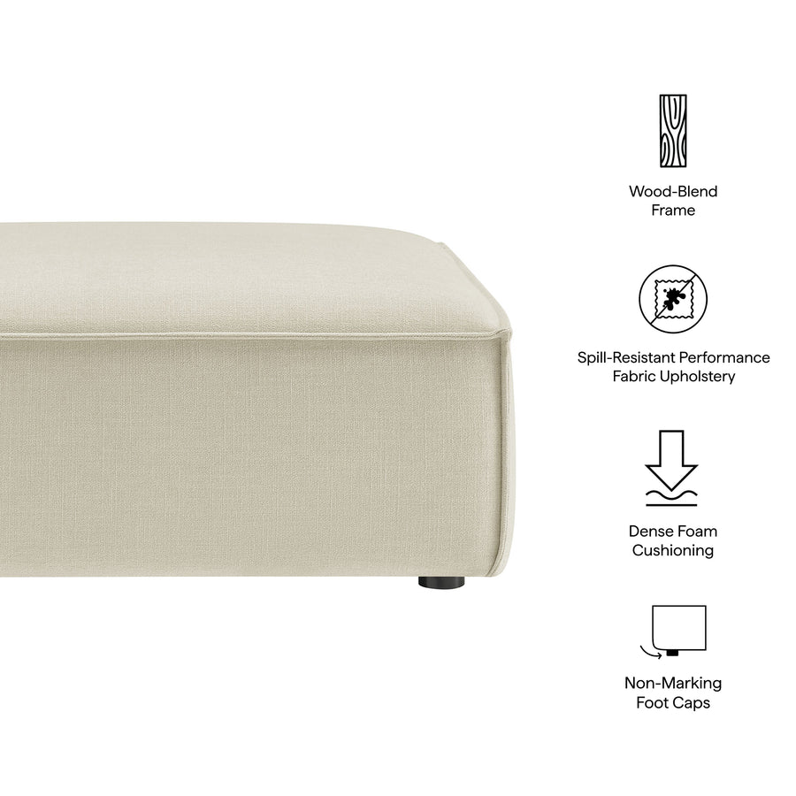 Atlas Performance Fabric Upholstered Modular Ottoman in Ecru
