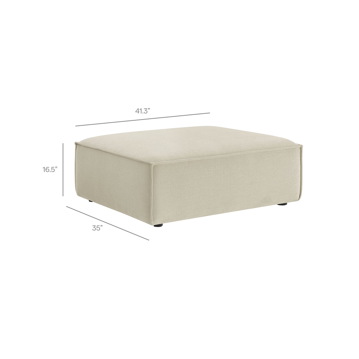 Atlas Performance Fabric Upholstered Modular Ottoman in Ecru