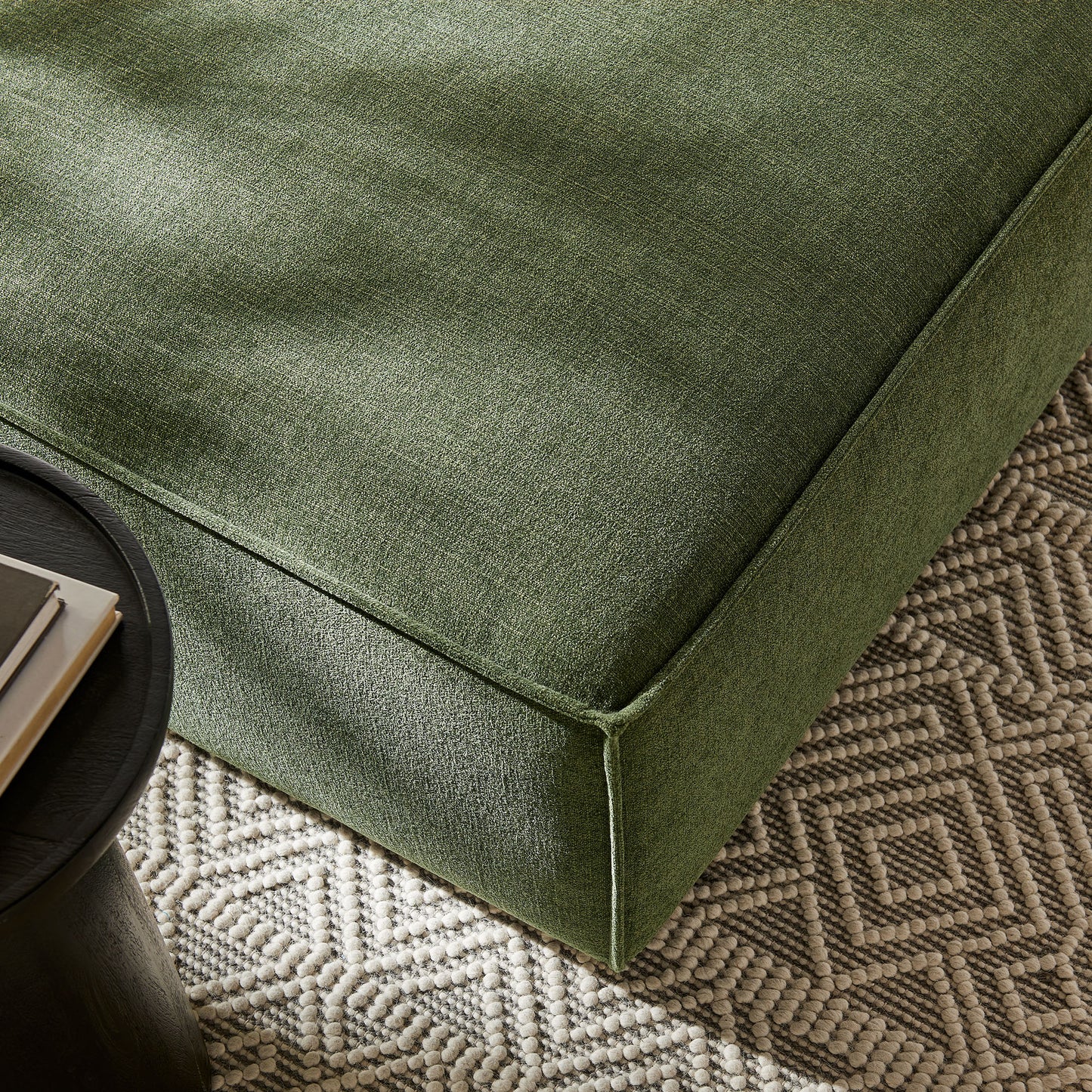 Atlas Performance Fabric Upholstered Modular Ottoman in Foliage