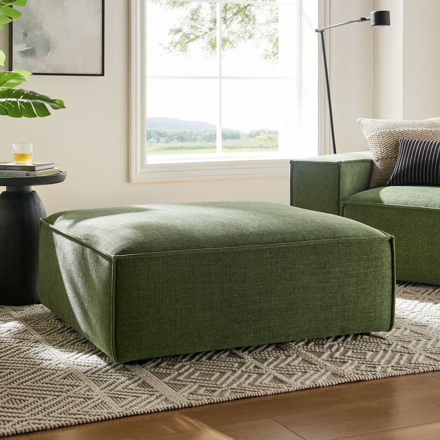 Atlas Performance Fabric Upholstered Modular Ottoman in Foliage