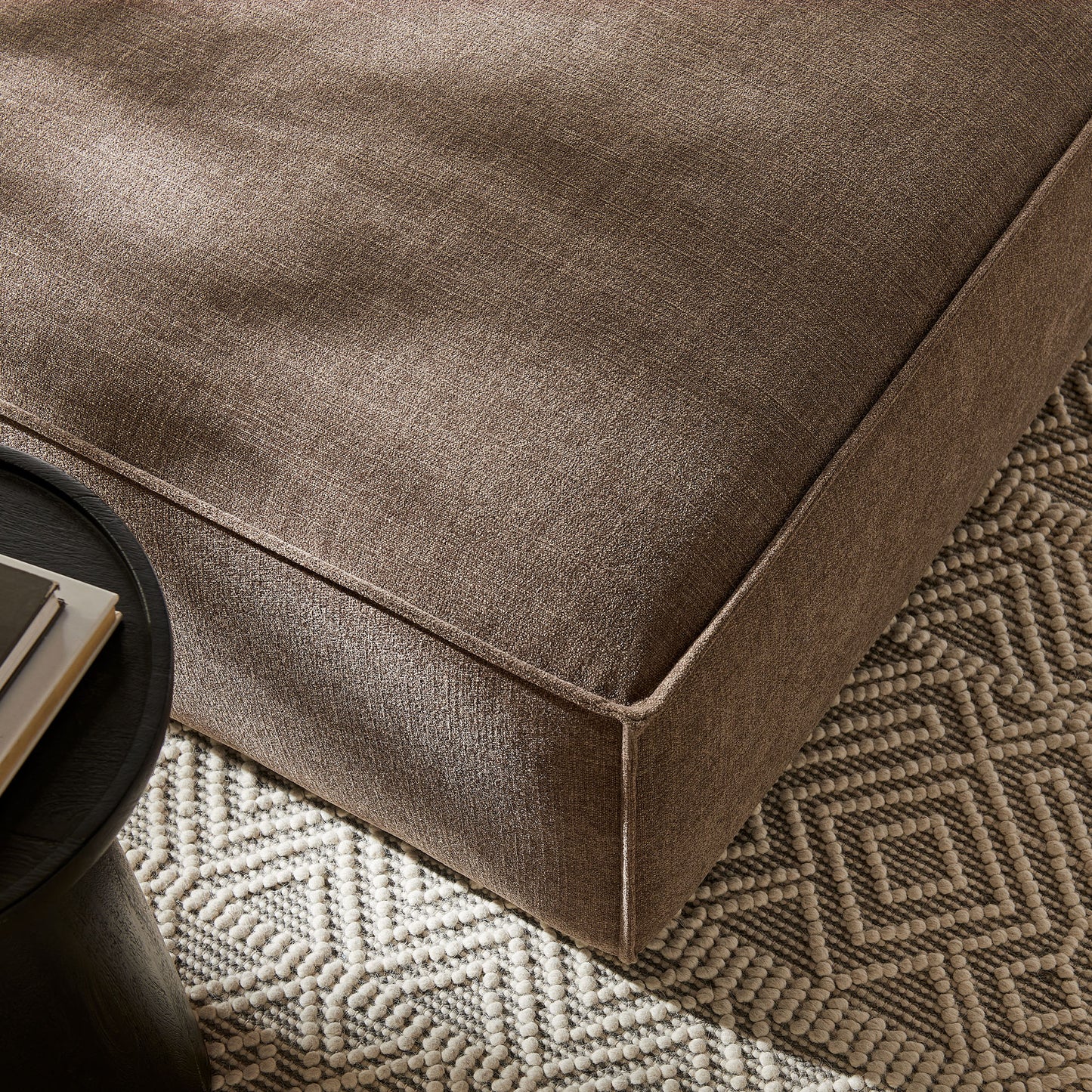 Atlas Performance Fabric Upholstered Modular Ottoman in Mocha