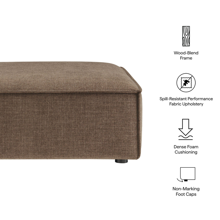 Atlas Performance Fabric Upholstered Modular Ottoman in Mocha
