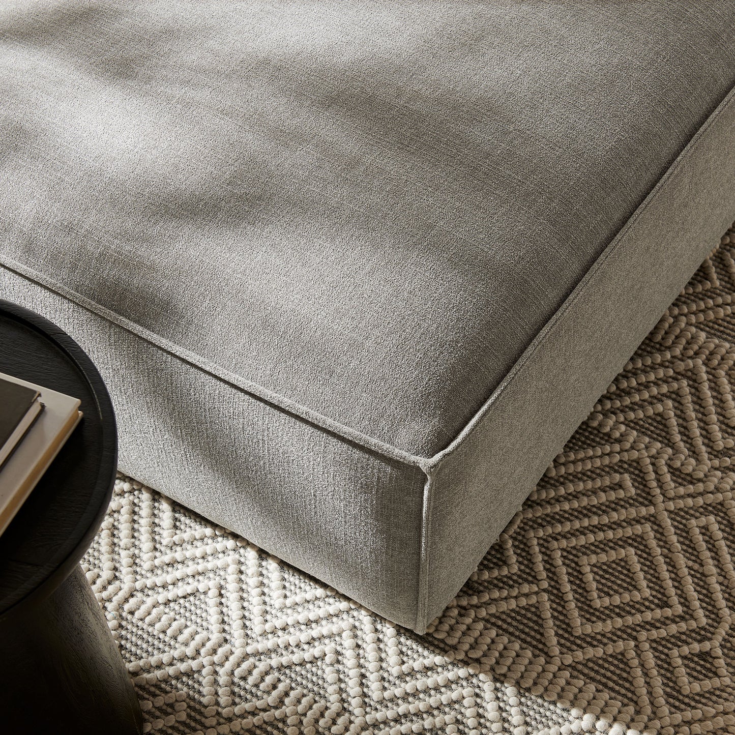 Atlas Performance Fabric Upholstered Modular Ottoman in Pewter