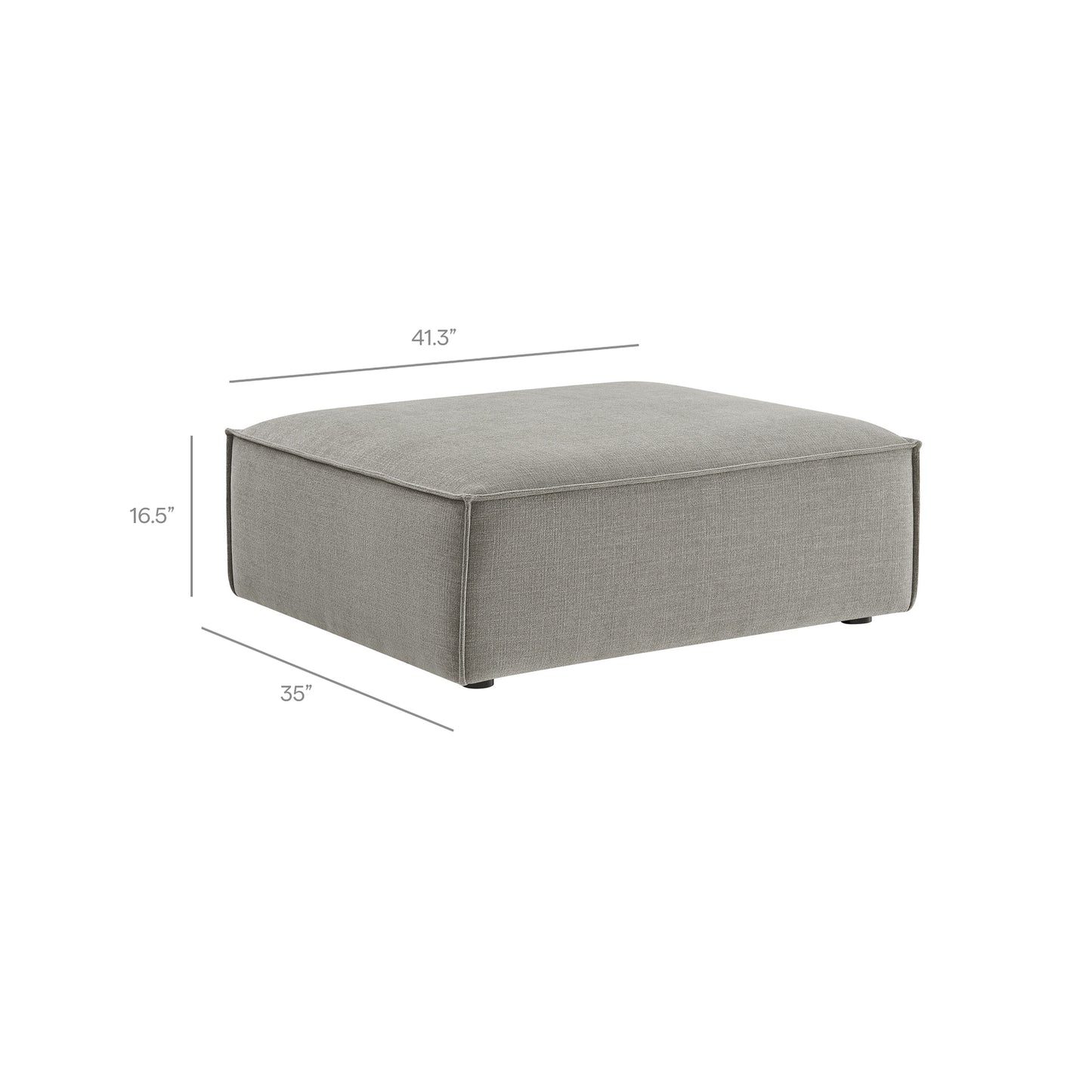 Atlas Performance Fabric Upholstered Modular Ottoman in Pewter