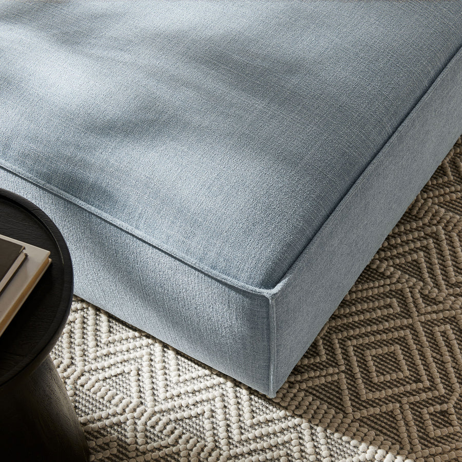 Atlas Performance Fabric Upholstered Modular Ottoman in Sky