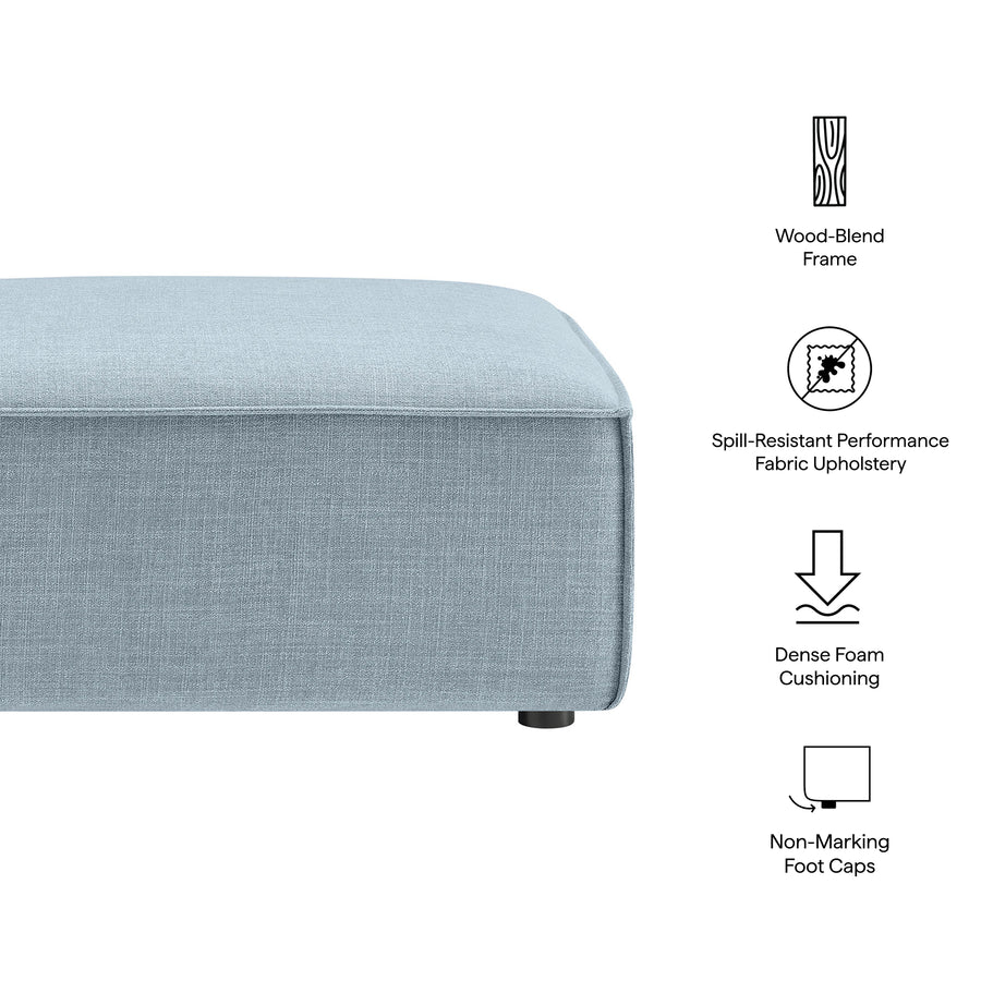 Atlas Performance Fabric Upholstered Modular Ottoman in Sky