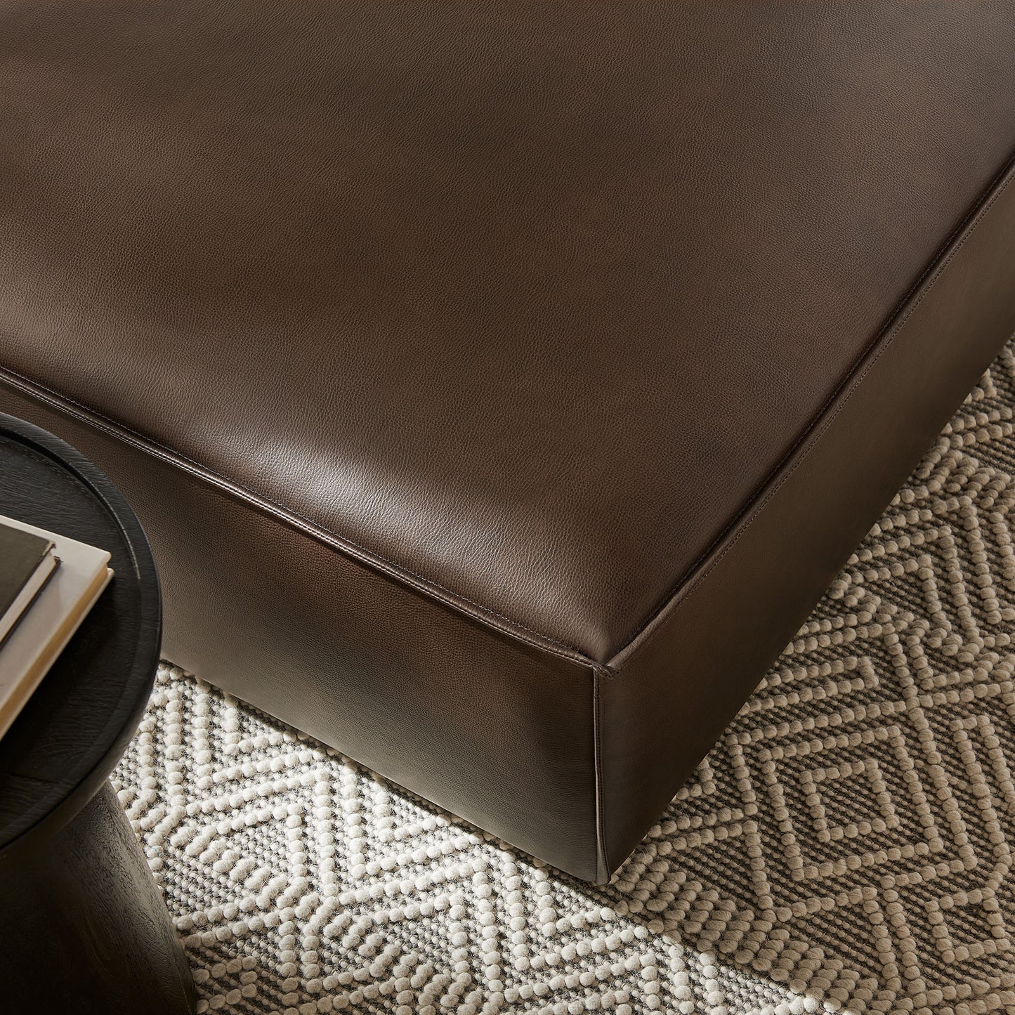 Atlas Vegan Leather Modular Ottoman in Espresso
