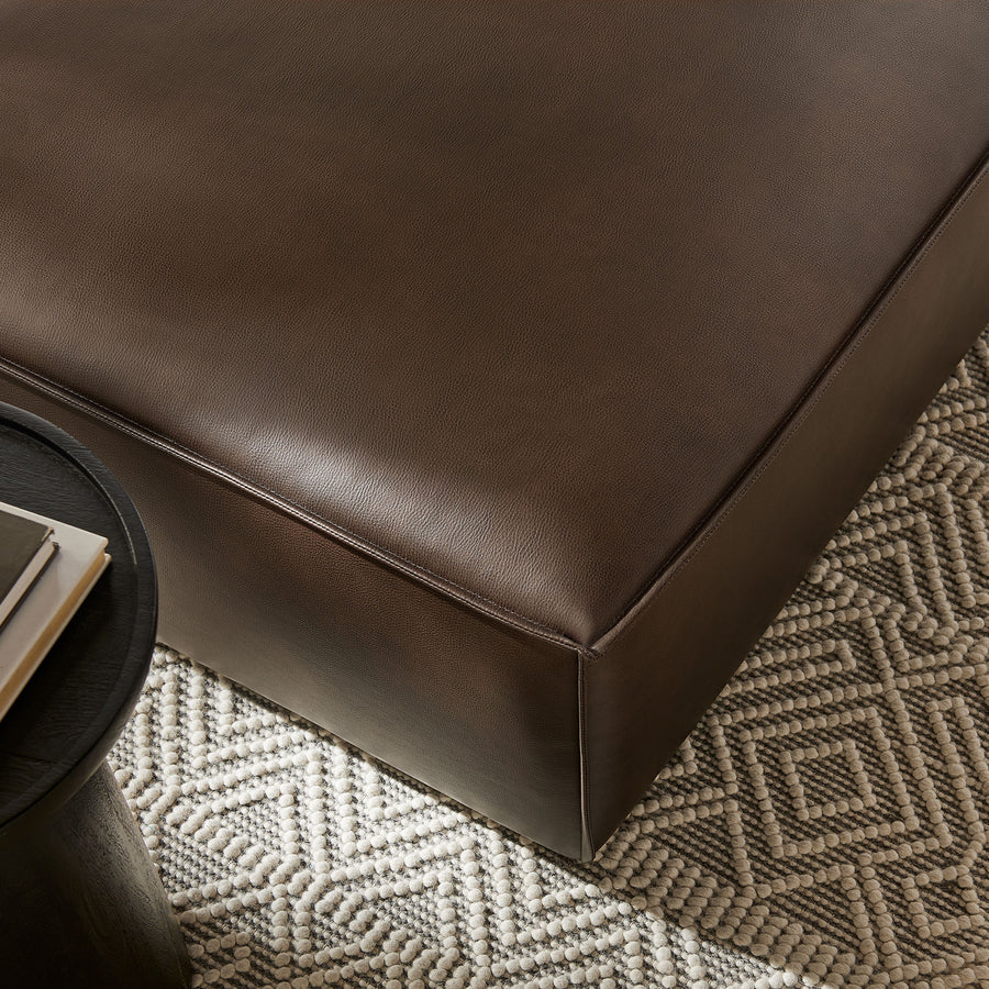 Atlas Vegan Leather Modular Ottoman in Espresso