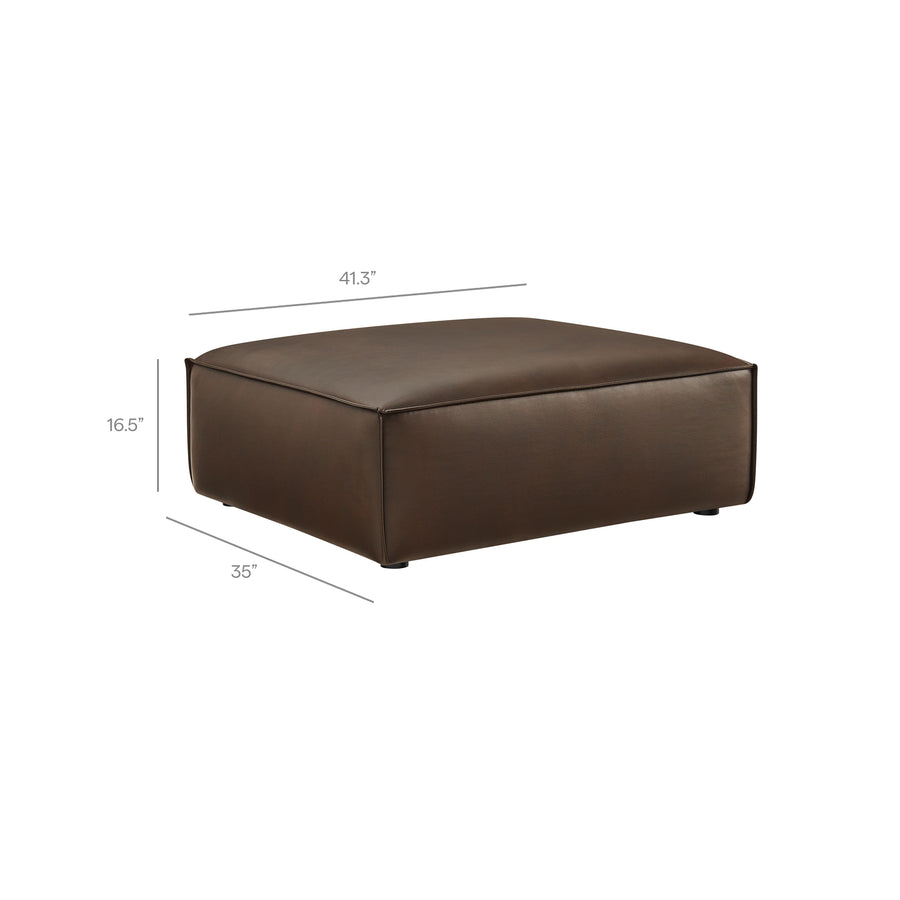 Atlas Vegan Leather Modular Ottoman in Espresso