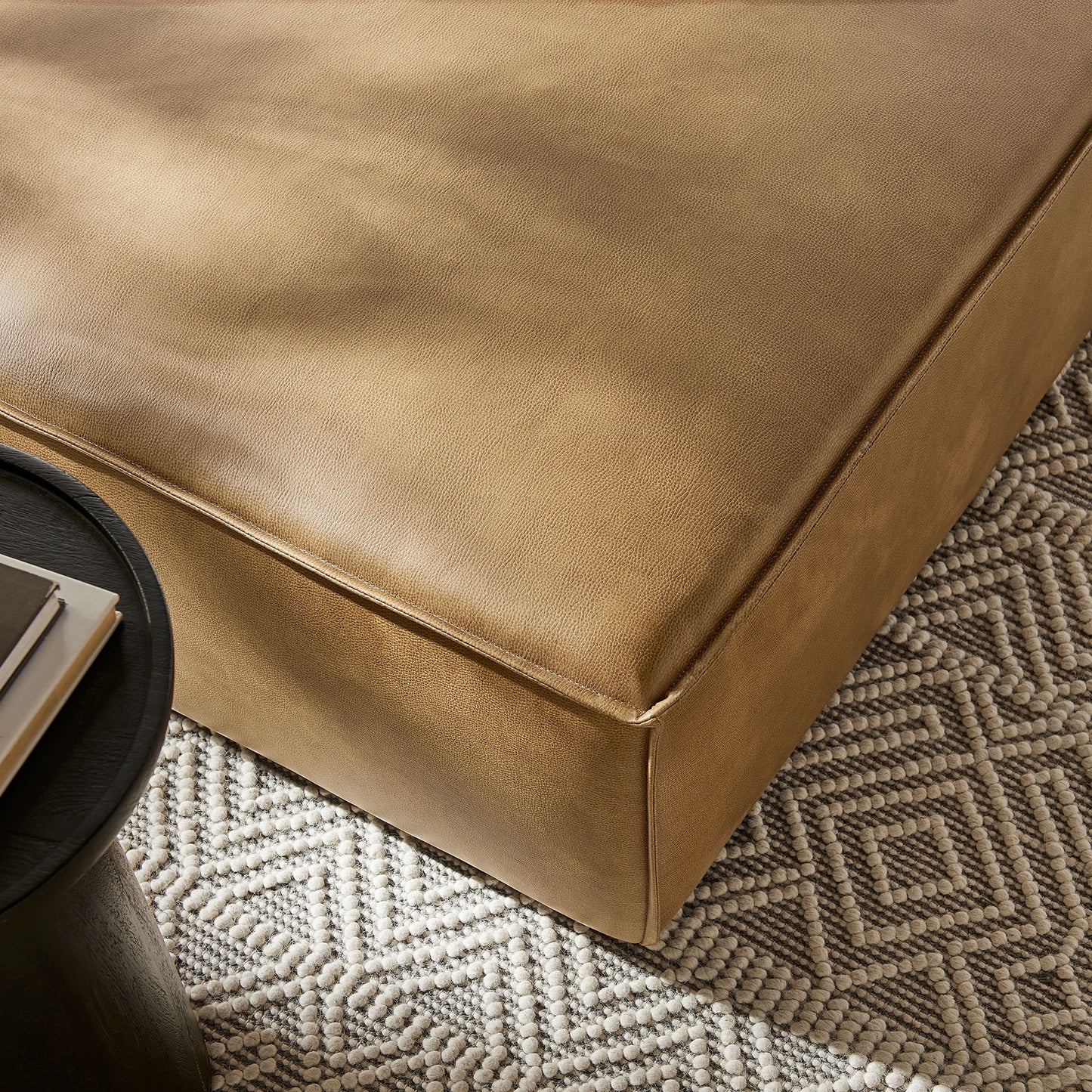 Atlas Vegan Leather Modular Ottoman in Toast