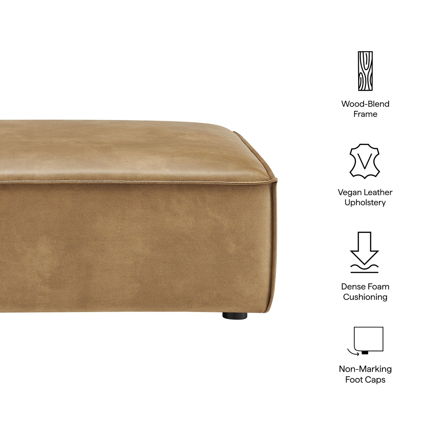 Atlas Vegan Leather Modular Ottoman in Toast