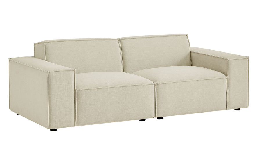 Atlas 2-Piece Performance Fabric Upholstered Modular Loveseat in Ecru