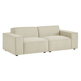 Atlas 2-Piece Performance Fabric Upholstered Modular Loveseat in Ecru