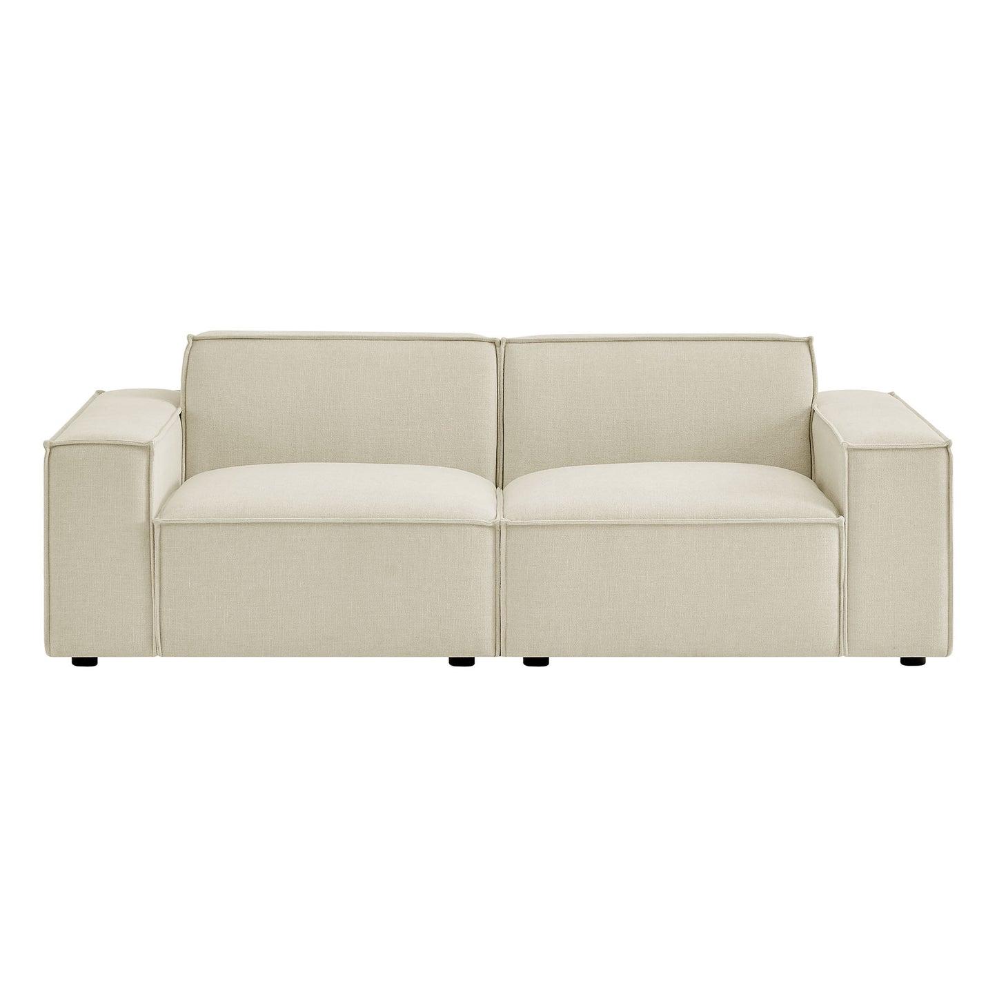 Atlas 2-Piece Performance Fabric Upholstered Modular Loveseat in Ecru