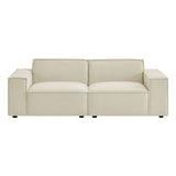 Atlas 2-Piece Performance Fabric Upholstered Modular Loveseat in Ecru