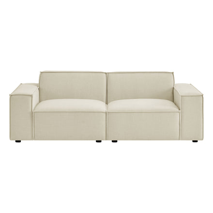 Restore 2-Piece Performance Fabric Upholstered Modular Loveseat in Ecru