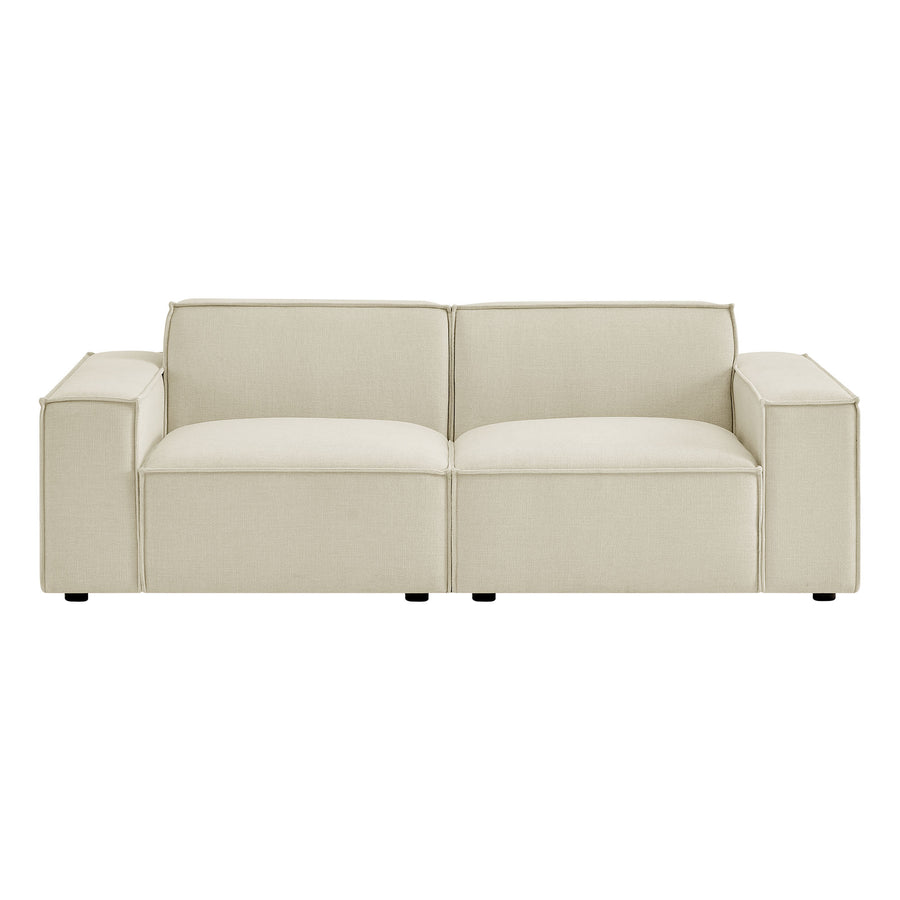 Atlas 2-Piece Performance Fabric Upholstered Modular Loveseat in Ecru