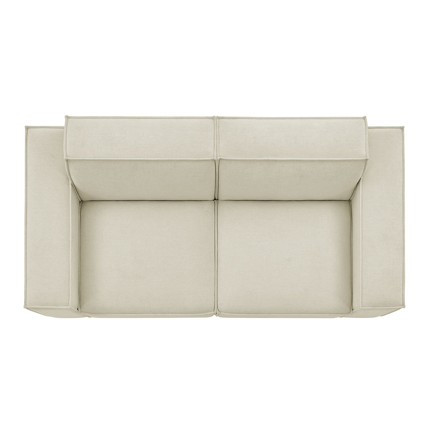 Atlas 2-Piece Performance Fabric Upholstered Modular Loveseat in Ecru