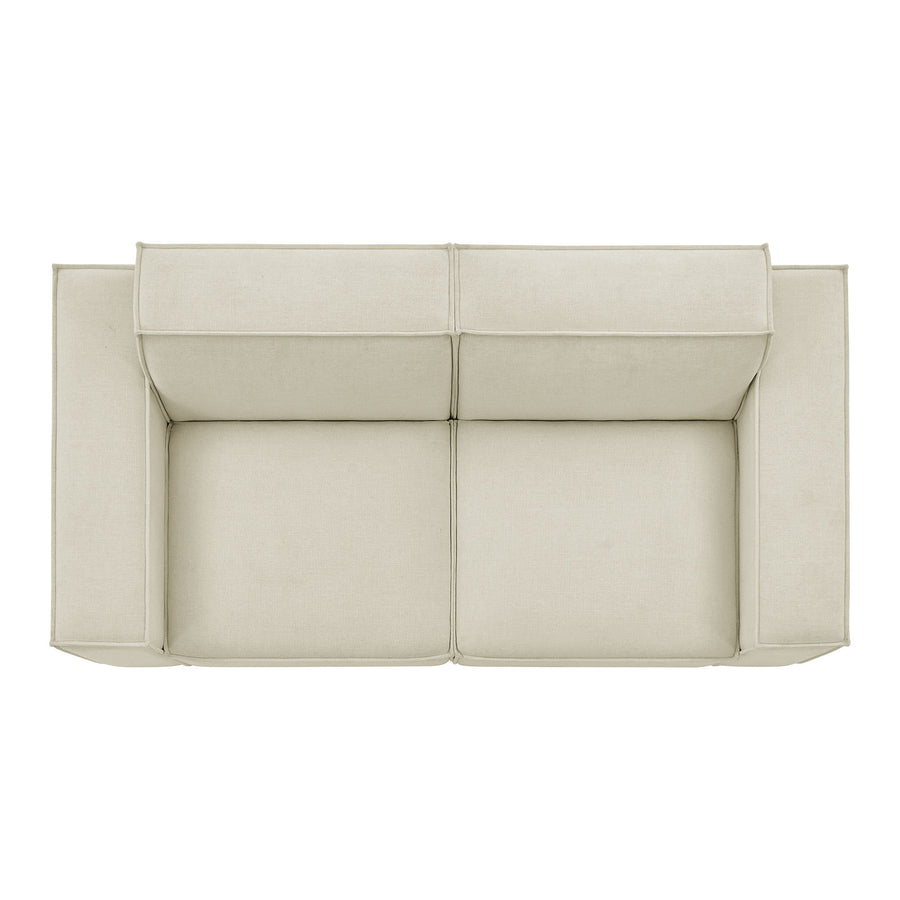 Atlas 2-Piece Performance Fabric Upholstered Modular Loveseat in Ecru