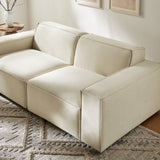 Atlas 2-Piece Performance Fabric Upholstered Modular Loveseat in Ecru
