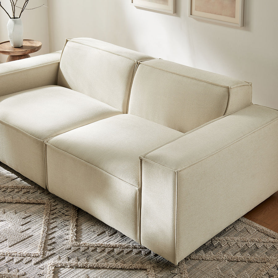 Atlas 2-Piece Performance Fabric Upholstered Modular Loveseat in Ecru