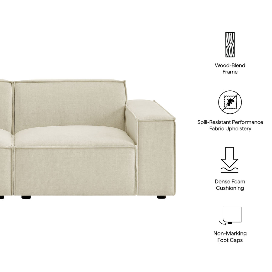 Atlas 2-Piece Performance Fabric Upholstered Modular Loveseat in Ecru
