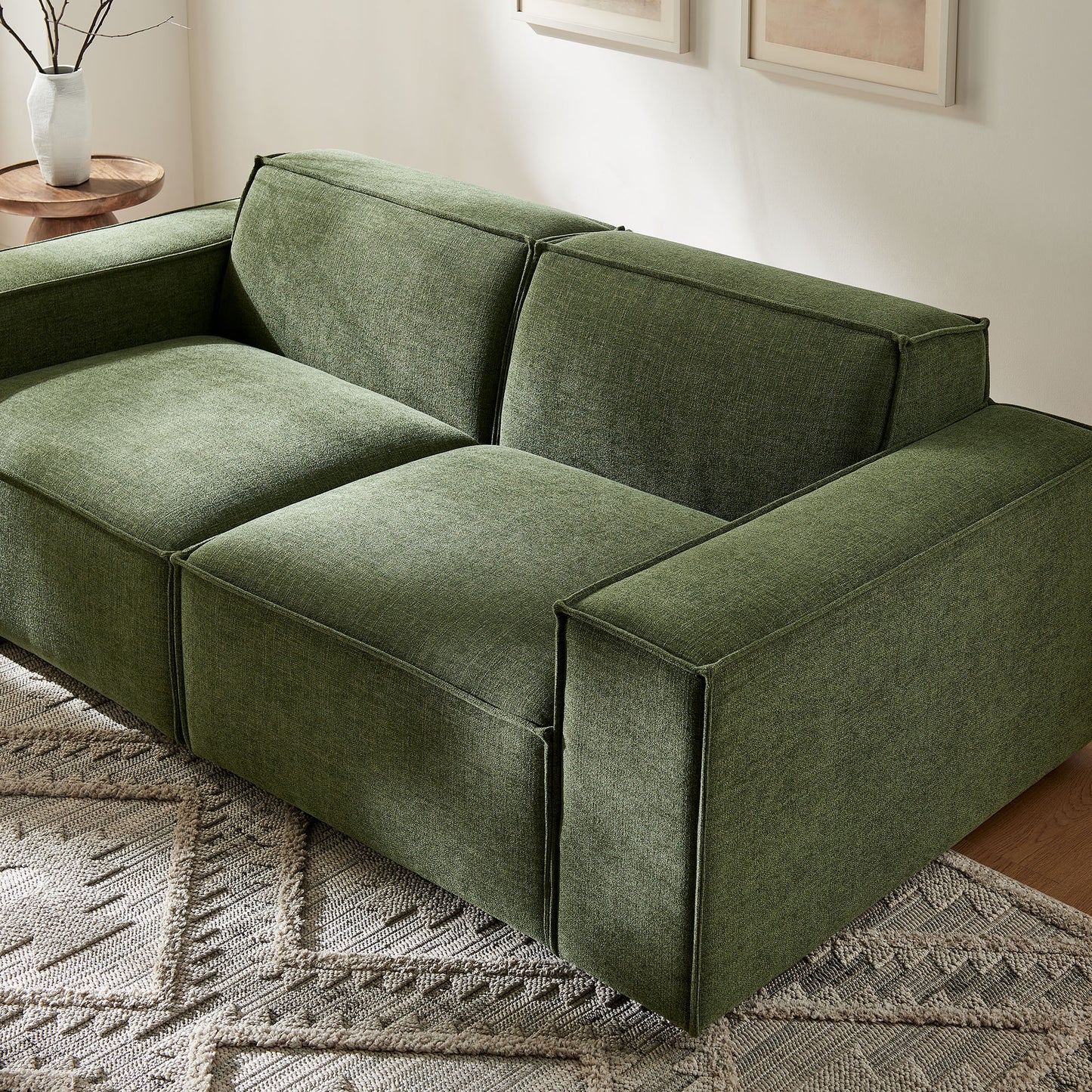 Atlas 2-Piece Performance Fabric Upholstered Modular Loveseat in Foliage