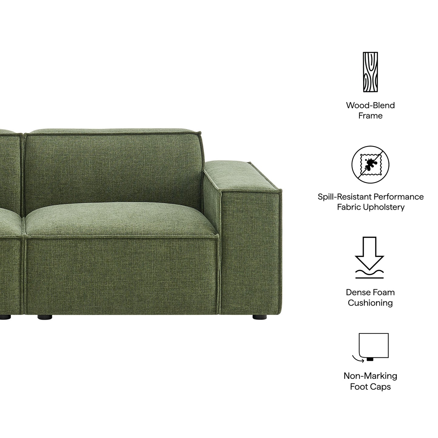 Atlas 2-Piece Performance Fabric Upholstered Modular Loveseat in Foliage