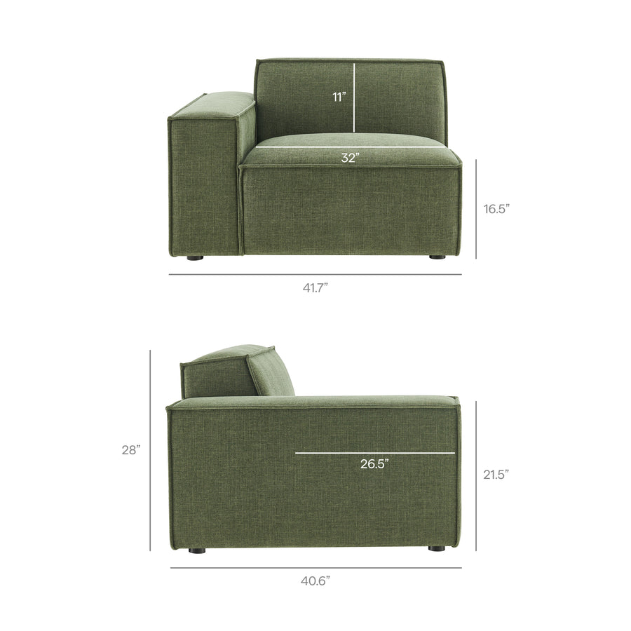 Atlas 2-Piece Performance Fabric Upholstered Modular Loveseat in Foliage