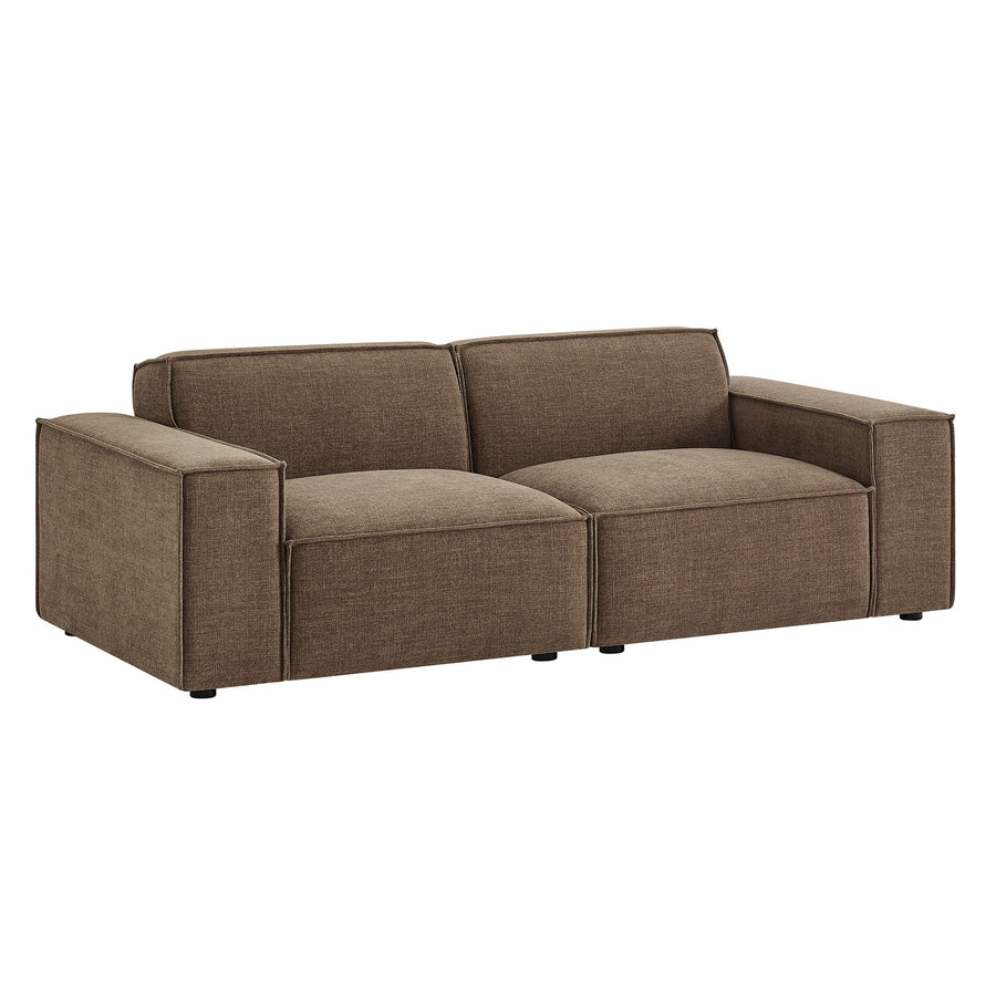 Atlas 2-Piece Performance Fabric Upholstered Modular Loveseat in Mocha
