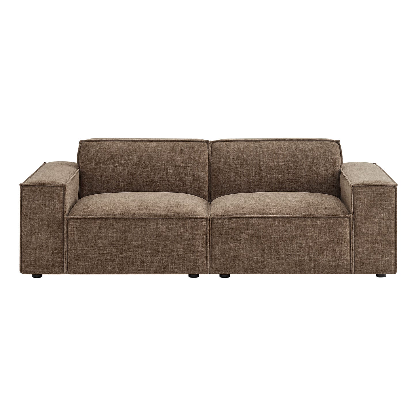 Atlas 2-Piece Performance Fabric Upholstered Modular Loveseat in Mocha