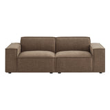 Atlas 2-Piece Performance Fabric Upholstered Modular Loveseat in Mocha