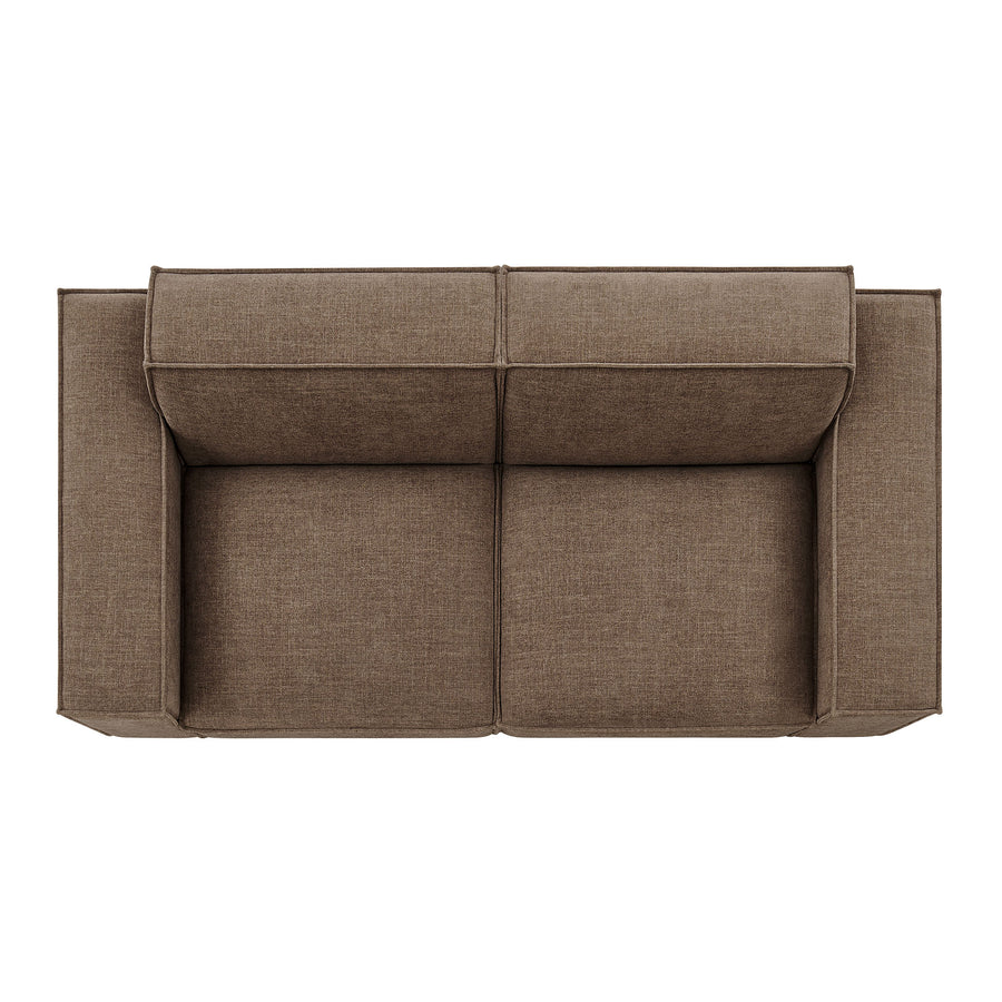 Atlas 2-Piece Performance Fabric Upholstered Modular Loveseat in Mocha