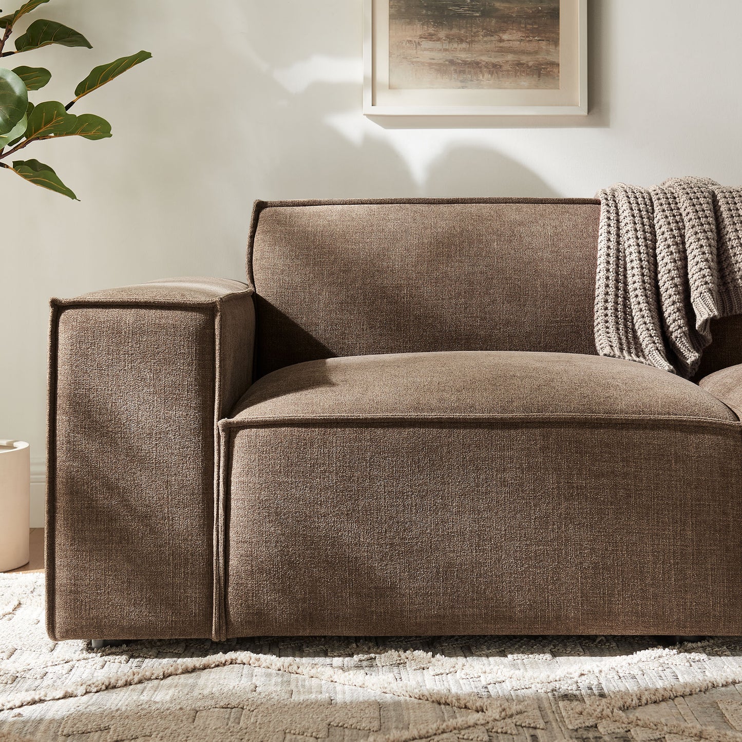 Atlas 2-Piece Performance Fabric Upholstered Modular Loveseat in Mocha