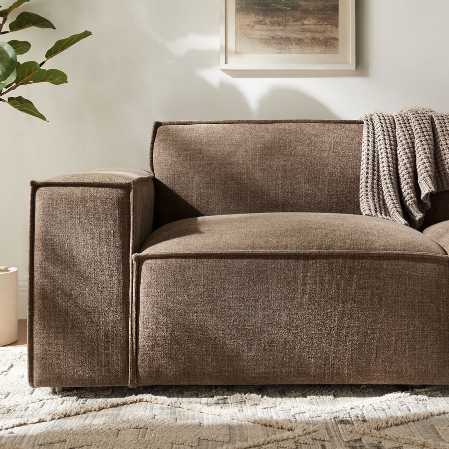 Atlas 2-Piece Performance Fabric Upholstered Modular Loveseat in Mocha