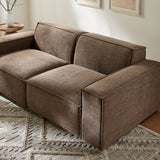 Atlas 2-Piece Performance Fabric Upholstered Modular Loveseat in Mocha