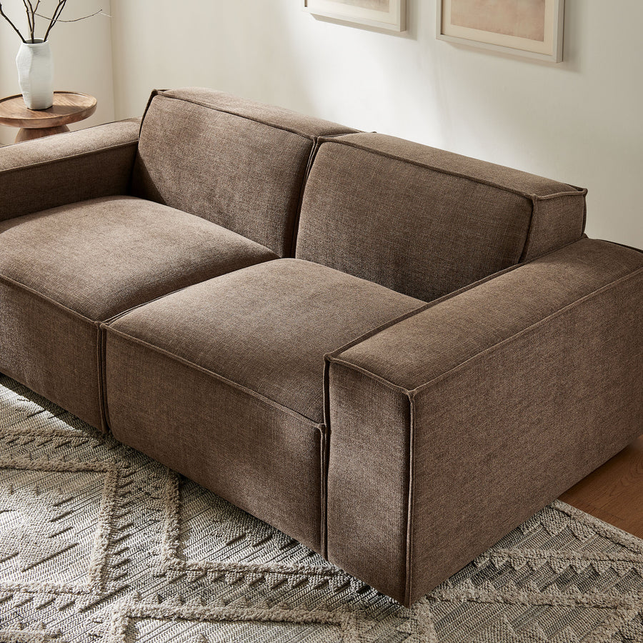 Atlas 2-Piece Performance Fabric Upholstered Modular Loveseat in Mocha