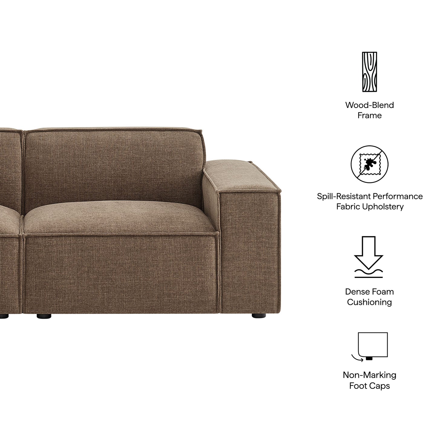 Atlas 2-Piece Performance Fabric Upholstered Modular Loveseat in Mocha